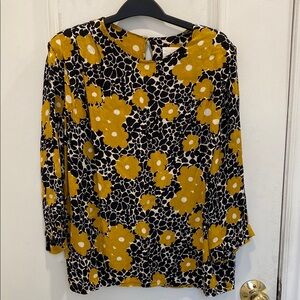 Ba&sh Black & Orange Floral Blouse Size S